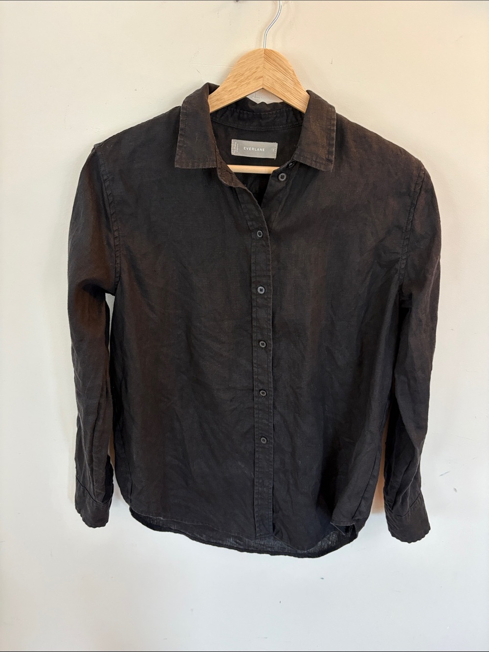 Everlane Black 100% Linen Button-Down Shirt
